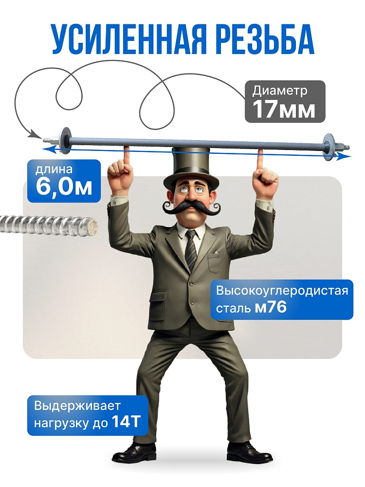Винт стяжной для опалубки Промышленник холоднокатаный 6,0 м фото 3