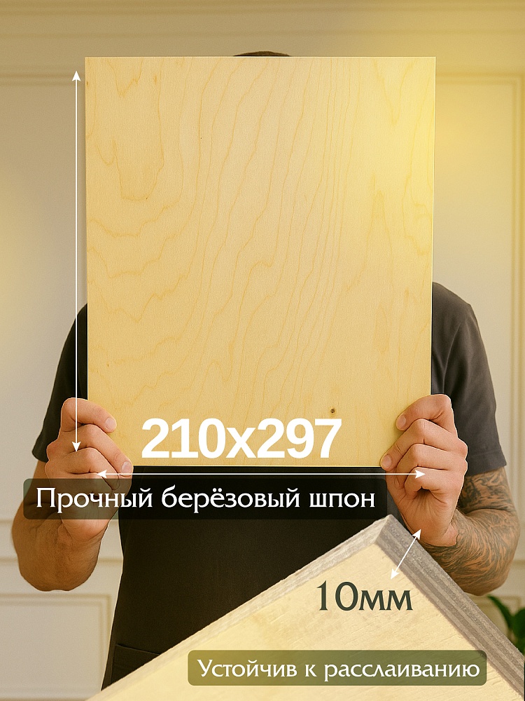 Фанера  Промышленник 210x297x10 мм, береза 1 шт. фото 1
