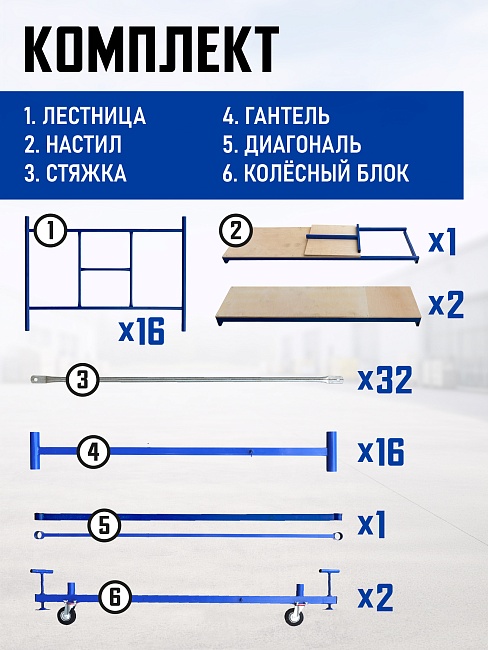 Вышка-тура Промышленник ВСП Пром 1.6×2.0, 10.0 м фото 4