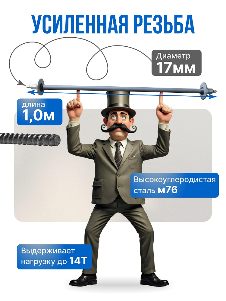 Винт стяжной для опалубки Промышленник холоднокатаный 1,0 м фото 3